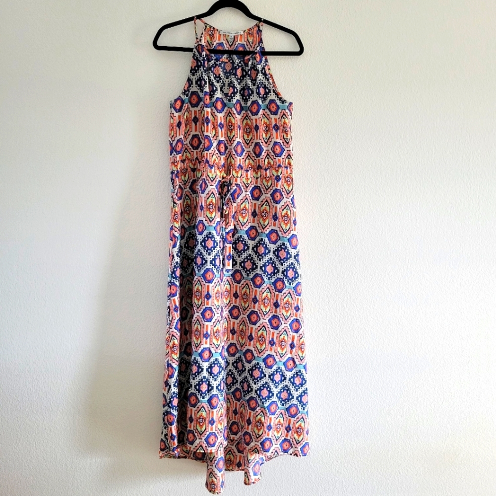 Collective Concepts Multi-Color Geometric Print Boho Maxi Dress Size Medium